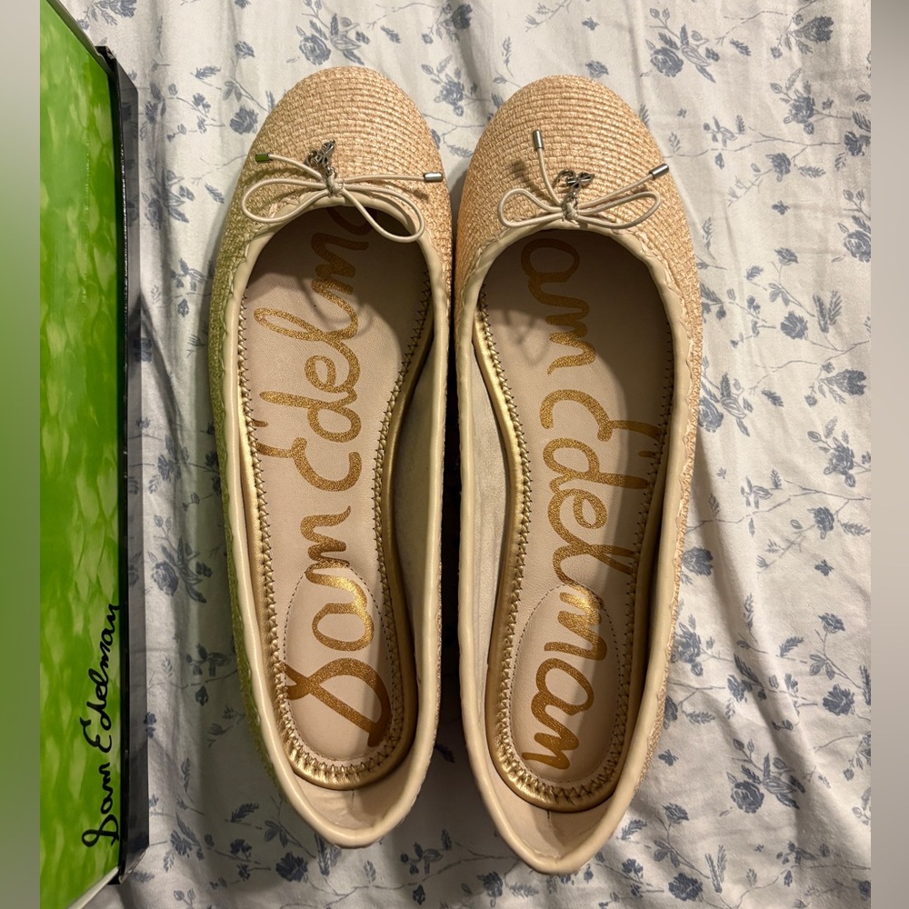 Sam Edelman Falcon Raffia Tan Woven Flats New In Box Sz 10
